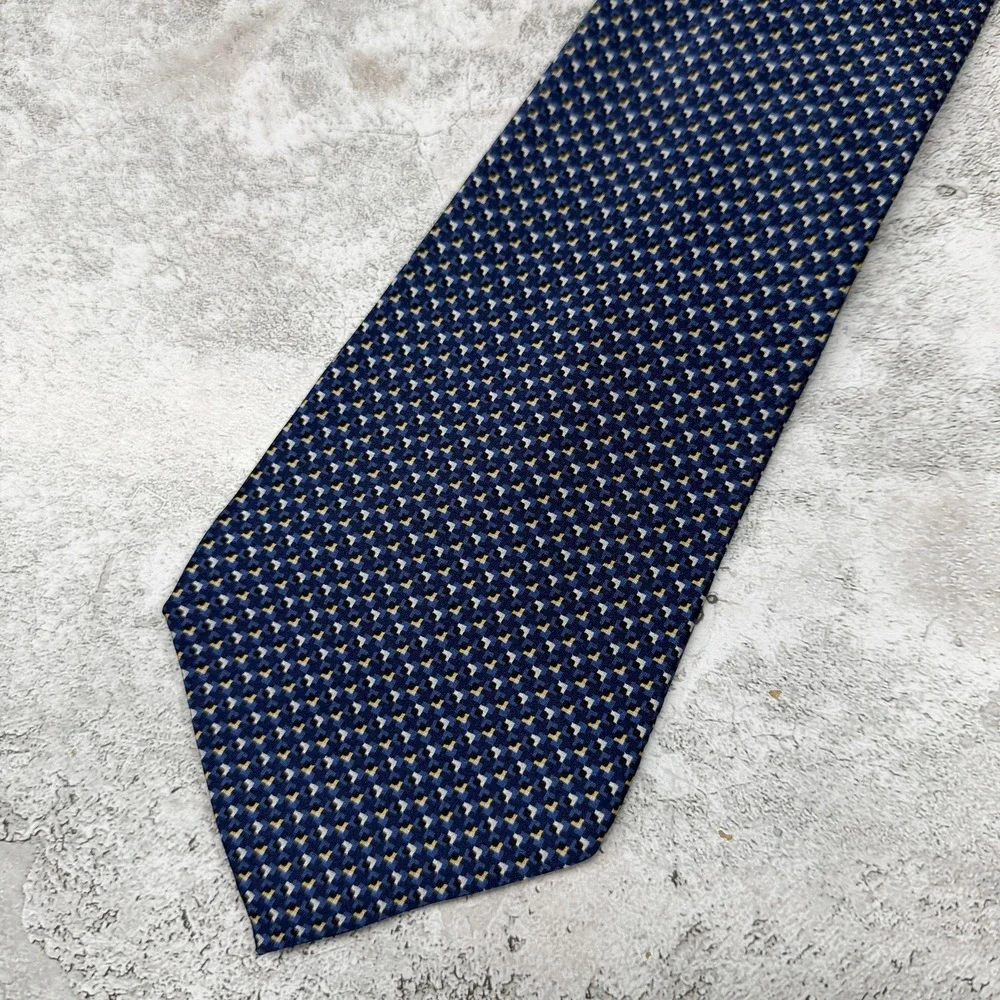 Lord & Taylor Exclusively For You Tie Mens OS Blue Geometric 100% Silk Necktie